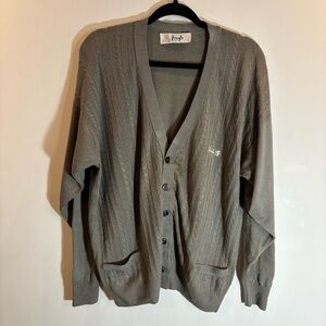 PRINGLE OF SCOTLAND Sz XL Washable 100% Wool  Grandpacore Cable Knit Cardigan